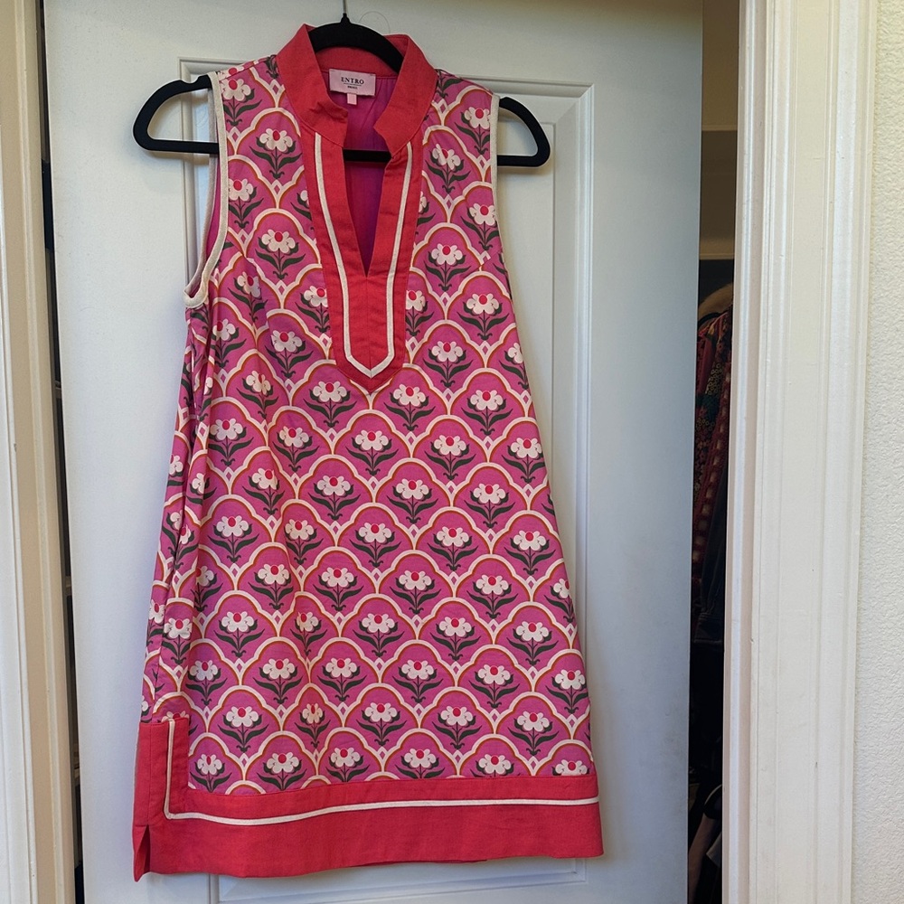 entro Pink and Coral Sleeveless Tunic Dress